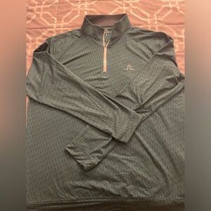 Rhoback Mens Performance Quarter Zip Q-Zip The Mitten Green/White Large L